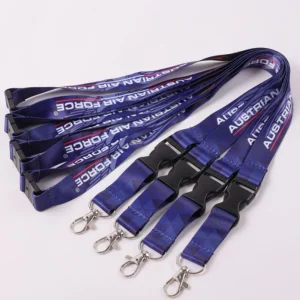 Customizable Blue Polyester Lanyard with Safety Hook