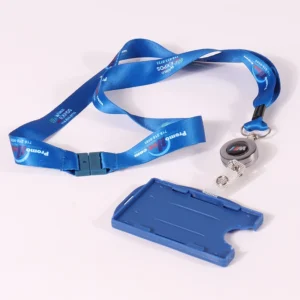 Blue Plastic Lanyard Card Holder
