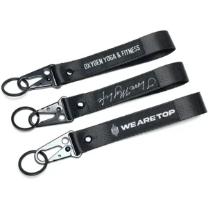 Black Polyester Carabiner Keychain Lanyard
