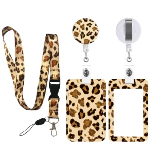 Leopard Print Retractable Badge Lanyard