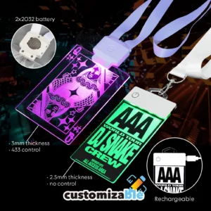 Customizable Led Acrylic Lanyard Badge
