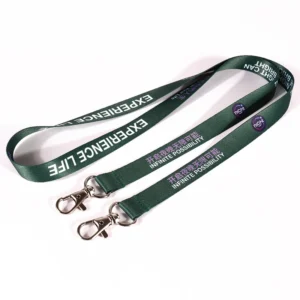 Green Double Clip Polyester Lanyard
